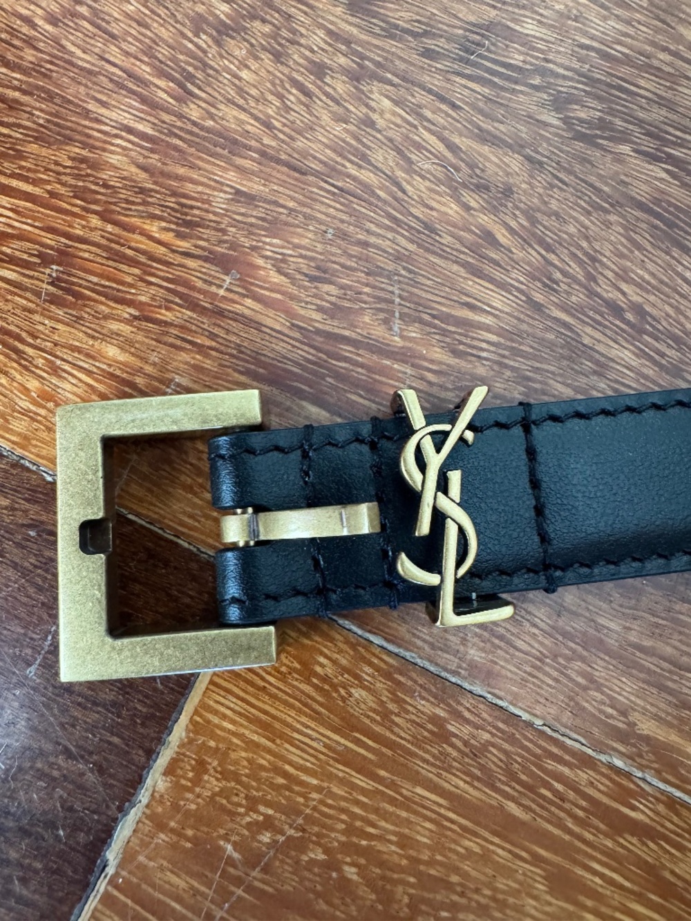 Yves Saint Laurent Cassandra Belt black smooth leather small to medium 80 cm